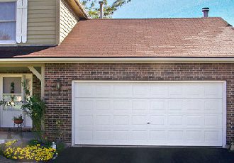 A shot of the gutters above a residential garage in Davenport, IA.