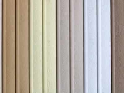 A variety of sample colors of vinyl siding next to each other in the Quad Cities.