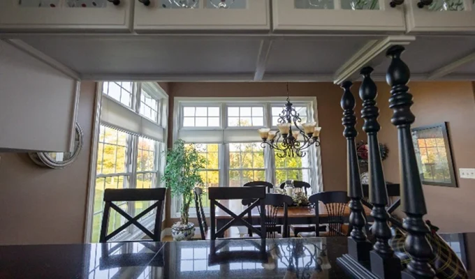 A kitchen view of new Restorations Windows by Mainstream Home Improvement.