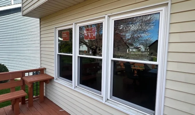 New Restorations windows on a back deck that were installed by Mainstream Home Improvement.