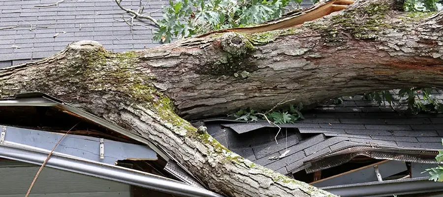 damaged roof, soffit, fascia, and gutters needing storm damage repair contractors in the quad cities