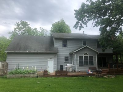 bettendorf roofing replacement - back exterior of house, before - 2