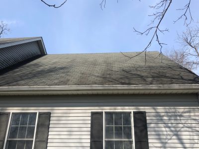 bettendorf roofing replacement - front exterior of bedroom windows, before