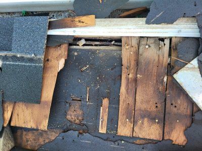 aledo roofing installation - side slope of old roof being replaced, during - 2