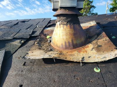 aledo roofing installation - replacing old roof near furnace, during