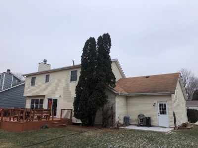 bettendorf roofing replacement - exterior back of house, before - 2