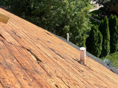 rock island roofing replacement - roof shingles being removed, during - 2