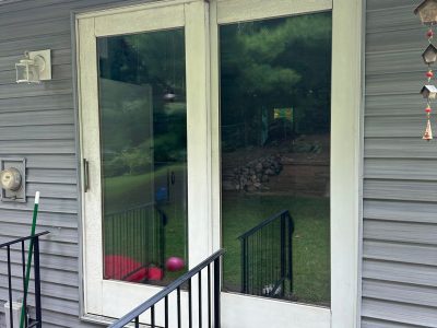 rock island patio door installation - exterior, before - 2