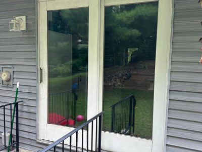 rock island patio door installation - exterior, before