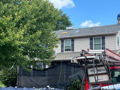 davenport roofing replacement - exterior front of house, during - 5