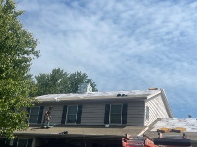 davenport roofing replacement - exterior front of house, during - 4