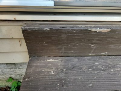 davenport patio door replacement - during work exterior damage fix