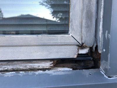 hillsdale window replacement - broken corner of window, before