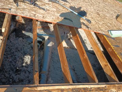 coal valley roofing installation - old roof panels completely removed, during