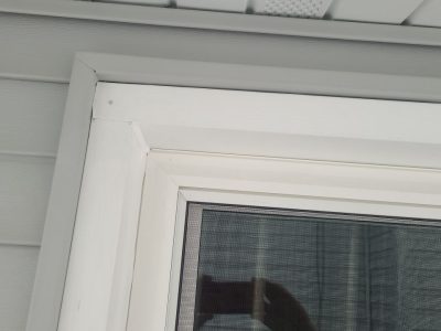 muscatine siding replacement - close-up view of new white windows and trim, after