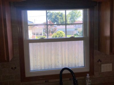 walcott window replacement - inside view of old bathroom window, before
