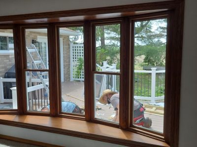 coal valley window replacement - inside view of bay window construction, during