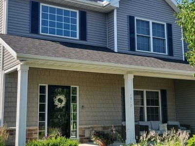 davenport roofing installation - close-up of house with new roof, after