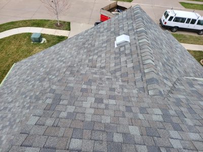 davenport roofing installation - peak of broken roof, before
