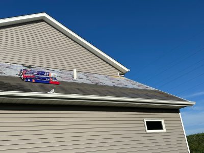 davenport roofing installation - roof with new construction materials, during