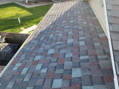 davenport roofing replacement - corner of new gray roof, after