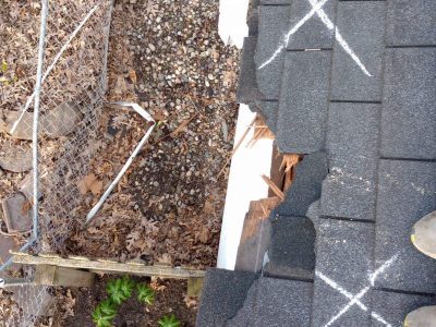 rock island roofing replacement - marked bad spots on roof, during - 2