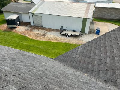 cambridge roofing replacement - new gray roof on side of house, after