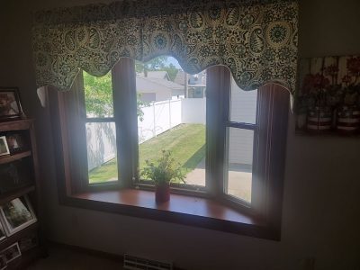 moline window installation - inside view of new large bay window, after