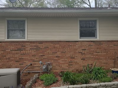 coal valley window replacement - exterior view of two bedroom windows, before