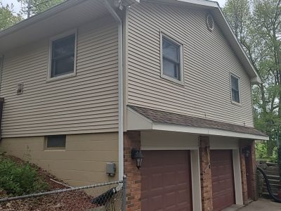 coal valley window replacement - exterior corner view of two bedroom windows, before