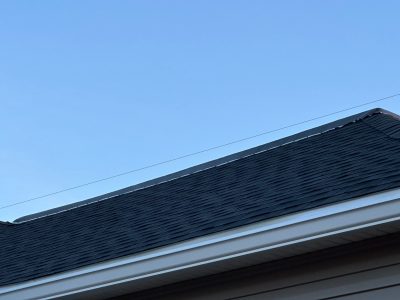 aledo roofing installation - close-up of new black roof, after