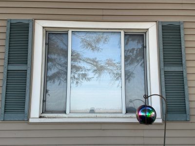 orion window replacement - exterior three-panel old window, before