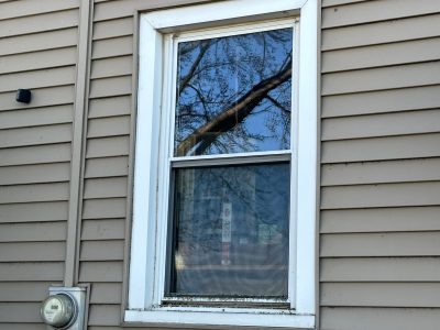 orion window replacement - exterior one old window, before