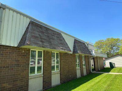 silvis roofing installation - old church awnings, before - 2
