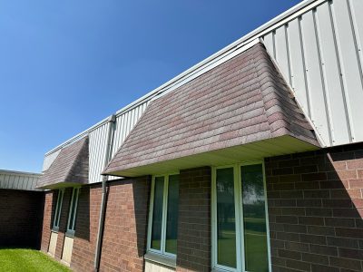 silvis roofing installation - old church awnings, before