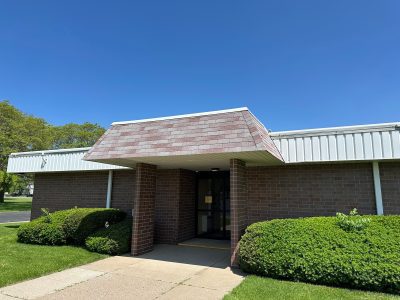 silvis roofing installation - old entryway for church, before