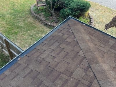 east moline roofing installation - corner peak of old roof, before