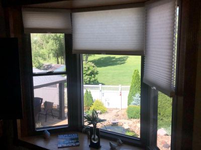 blue grass window replacement - inside view of large bay window, before