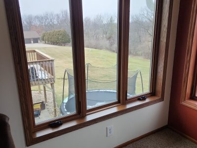 swisher window installation - indoor view of new long patio/kitchen windows, after