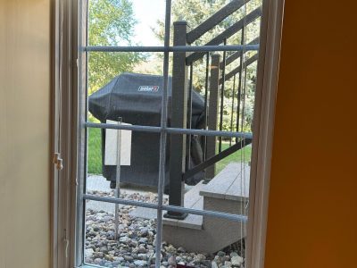davenport window installation - inside view of long multi-paned window, before