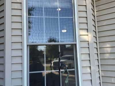 davenport window installation - outside view of multi-paned long window, before - 2