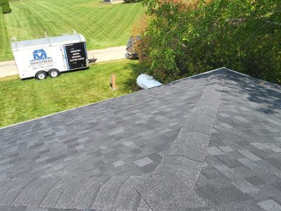 orion roofing replacement - new gray sides of roof, after