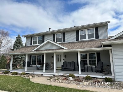long grove window replacement - front view of house with new white windows, after
