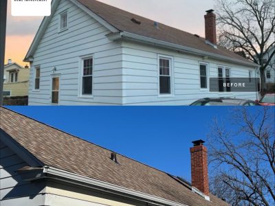 moline roofing replacement - before & after photo of roofing project, after