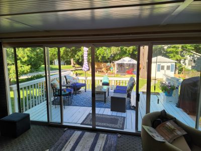 east moline patio door replacement - interior wide view of old door, before