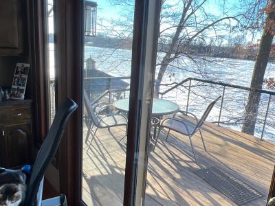 moline patio door replacement - inside view of two new glass patio doors, after