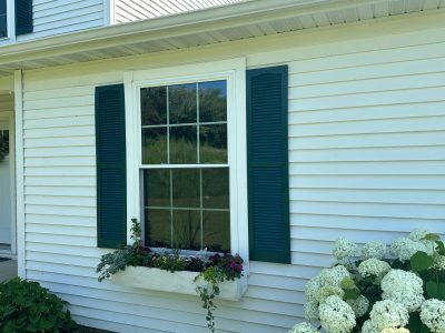 geneseo window installation - single new window with flower box, after