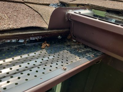 east peoria gutter cover installation - corner of new gutter cover system, after