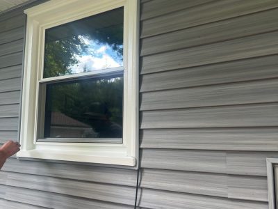 Rock Island Window Installation - outside Double-Hung window, during