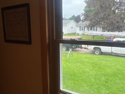 East Moline Window Installation - inside view left Double Hung window, after